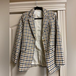 H&M Navy Blue & Mustard Checkered Cardigan *Non Smoking Household*